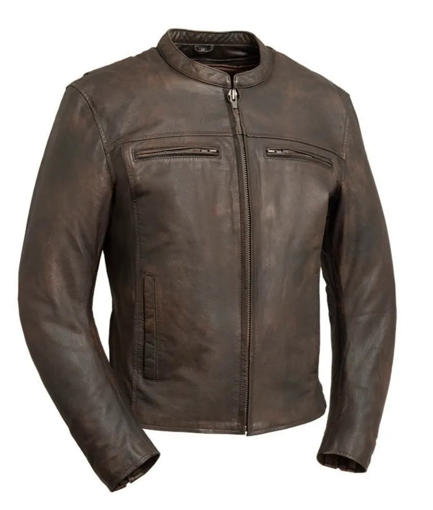 Vintage Biker Leather Jacket - Rugged and Classic Design for a Timeless Ride