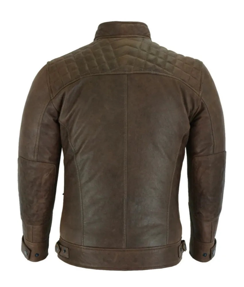 Chocolate Brown Leather Jacket - Cafe Racer Leather Jacket