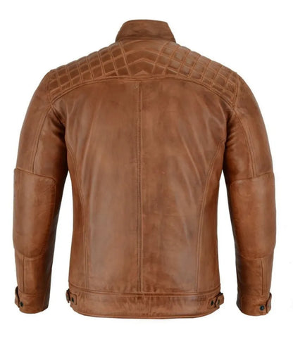 Men's Cafe Racer Leather Jacket - Lambskin Leather Jacket