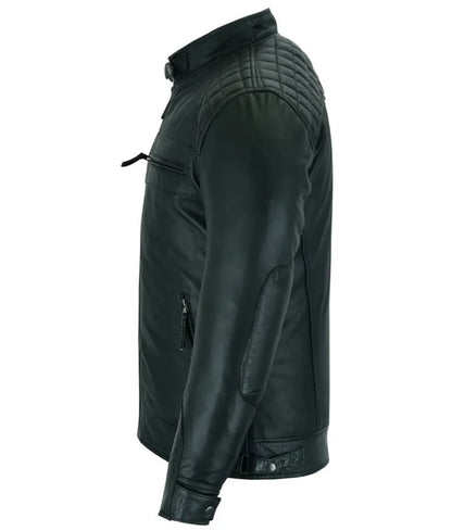 Black Cafe Racer Leather Jacket - Lambskin Leather Jacket