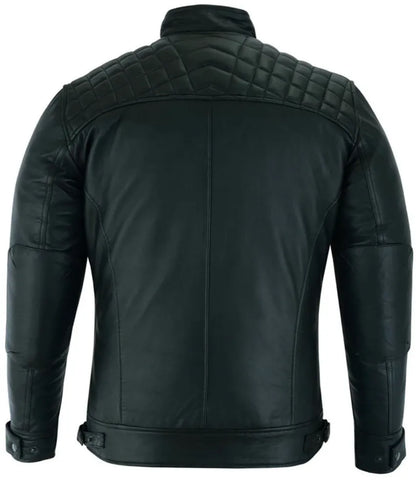 Black Cafe Racer Leather Jacket - Lambskin Leather Jacket