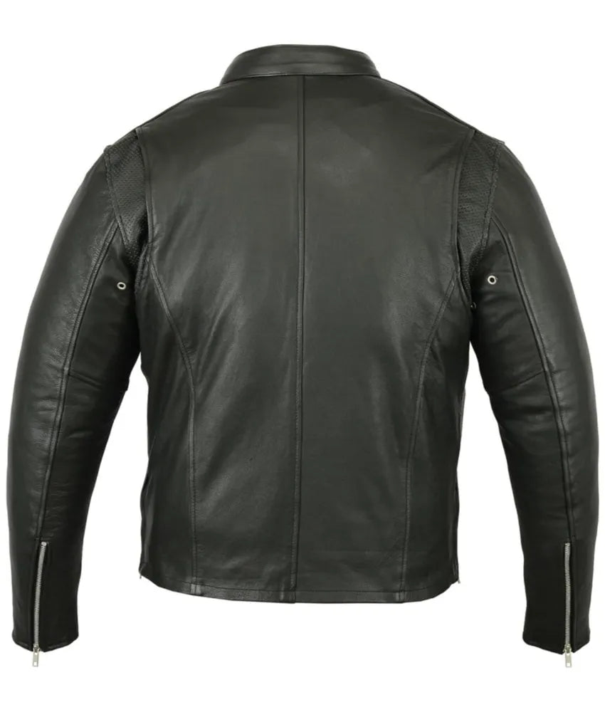 Men's leather sports jacket - black leather motorcycle jacket