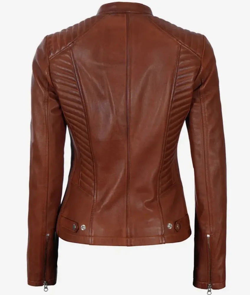 Brown Leather Jacket - Cafe Racer Leather Jacket