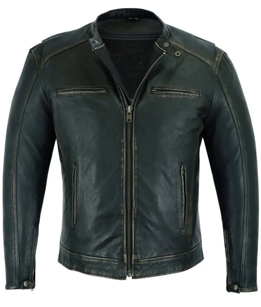 Men's Black Motorcycle Leather Jacket - Vintage leather jacket