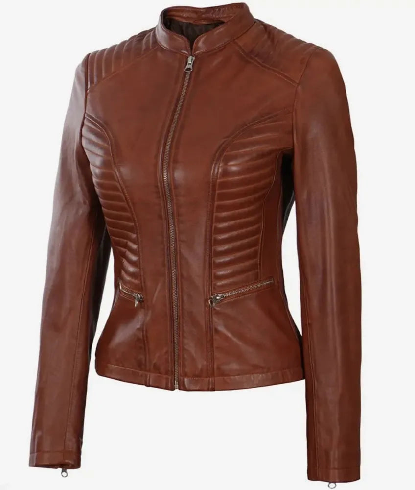 Brown Leather Jacket - Cafe Racer Leather Jacket