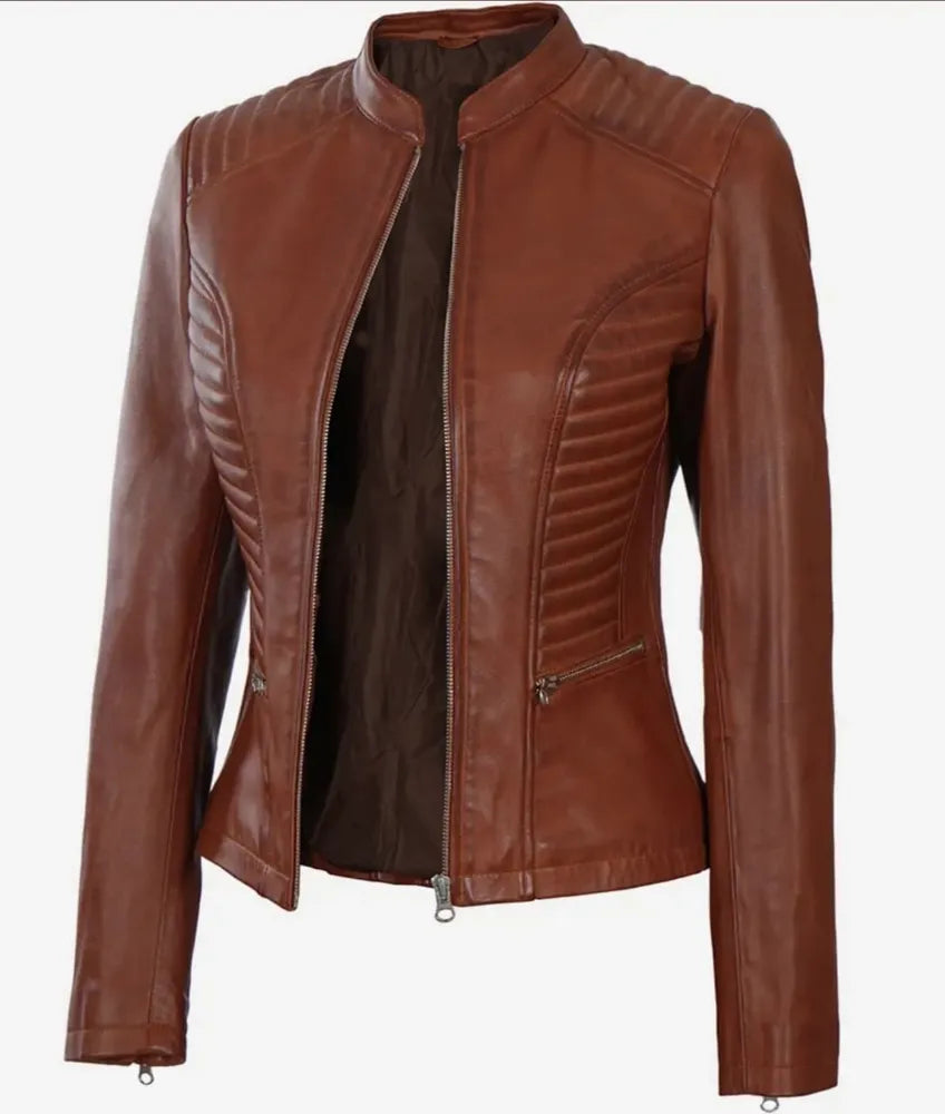 Brown Leather Jacket - Cafe Racer Leather Jacket