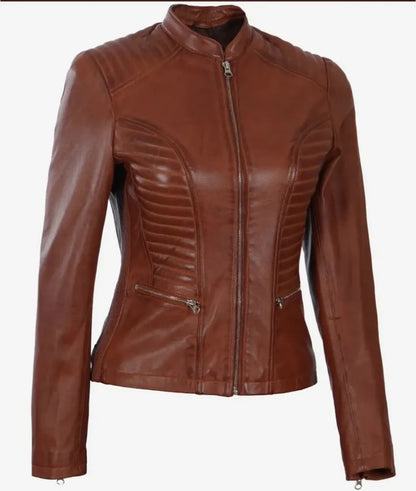 Brown Leather Jacket - Cafe Racer Leather Jacket