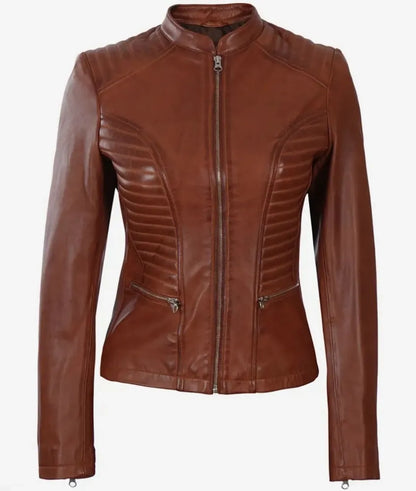 Brown Leather Jacket - Cafe Racer Leather Jacket