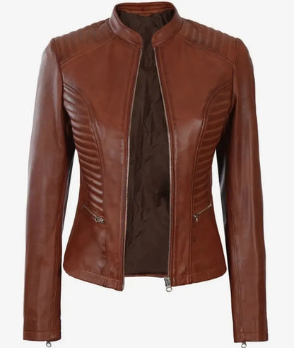 Brown Leather Jacket - Cafe Racer Leather Jacket