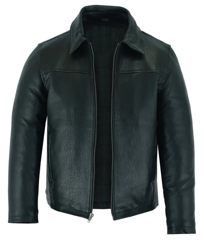 Black rivet leather jacket - Leather motorcycle jacket