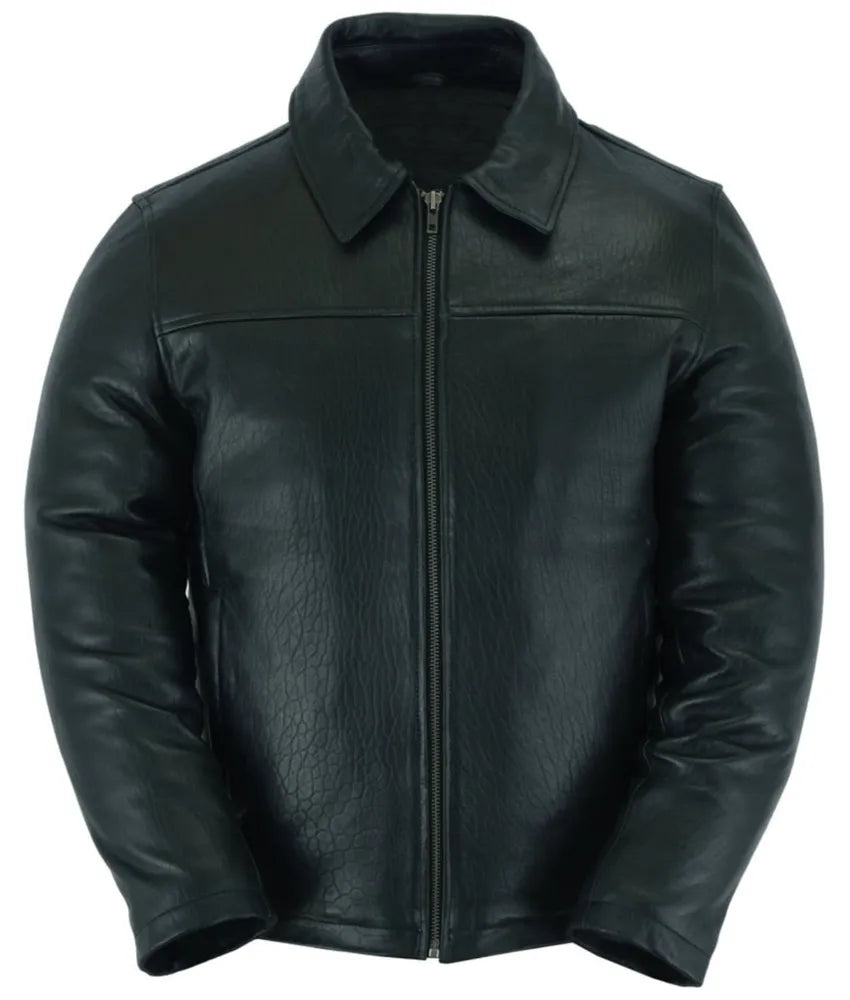 Black rivet leather jacket - Leather motorcycle jacket