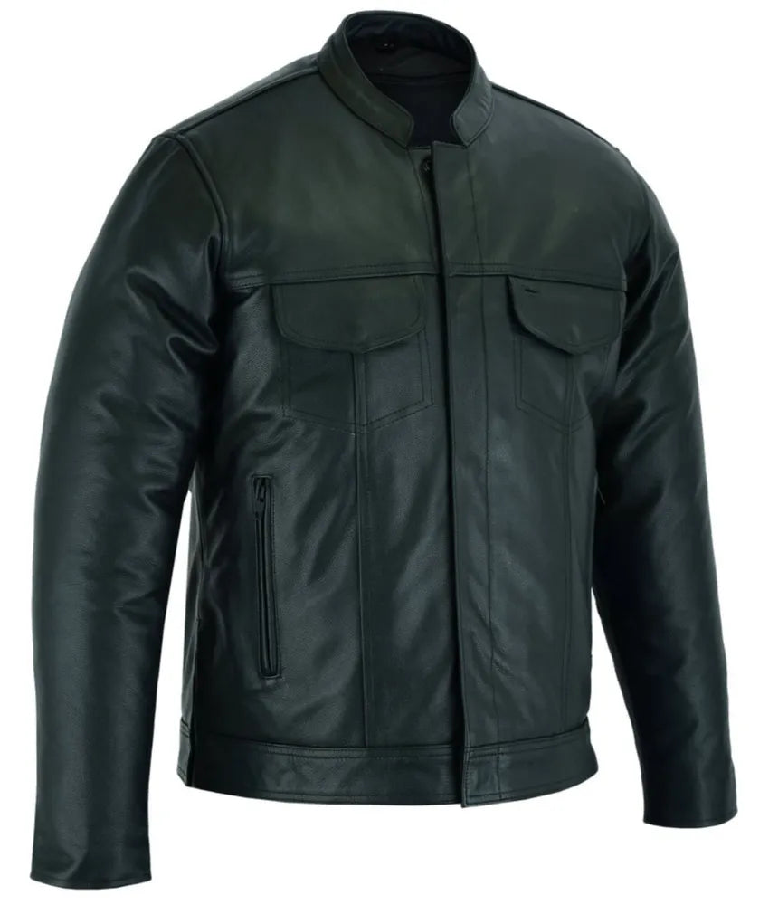 Black Leather motorcycle jacket - Men's Cafe Racer Leather Jacket