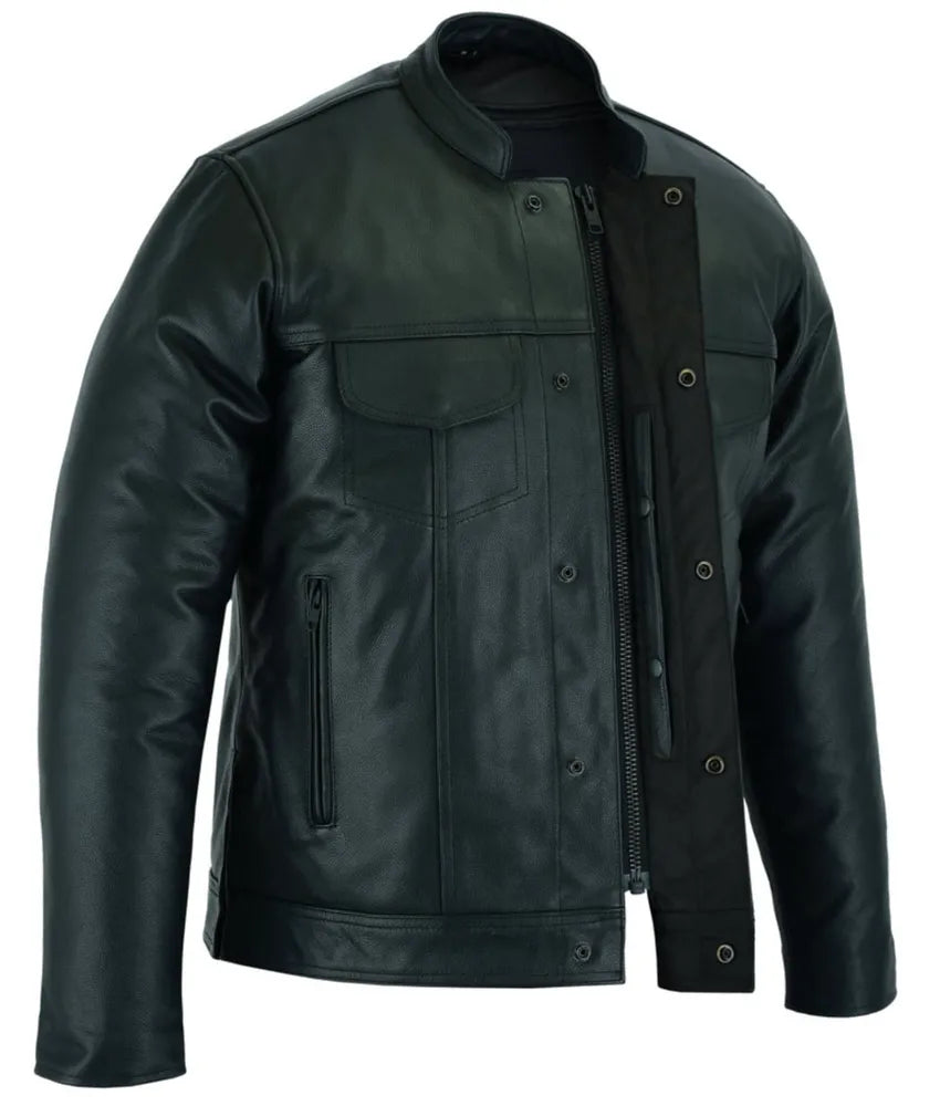 Black Leather motorcycle jacket - Men's Cafe Racer Leather Jacket