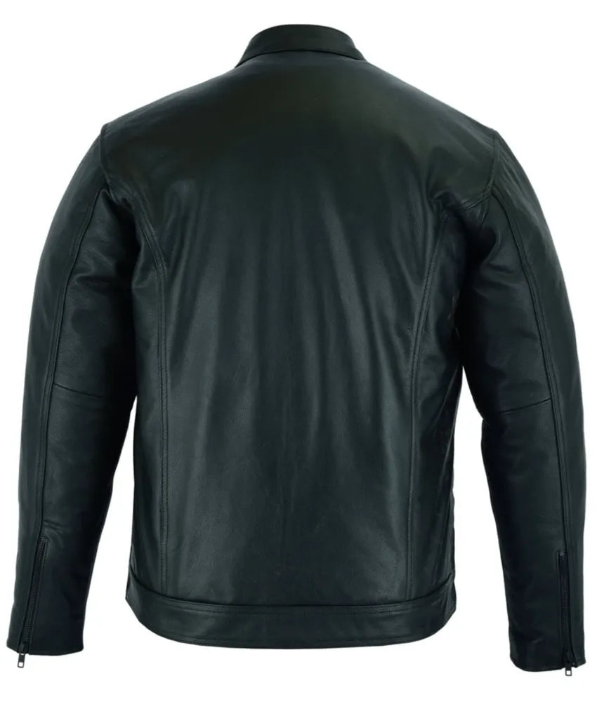 Black Leather motorcycle jacket - Men's Cafe Racer Leather Jacket