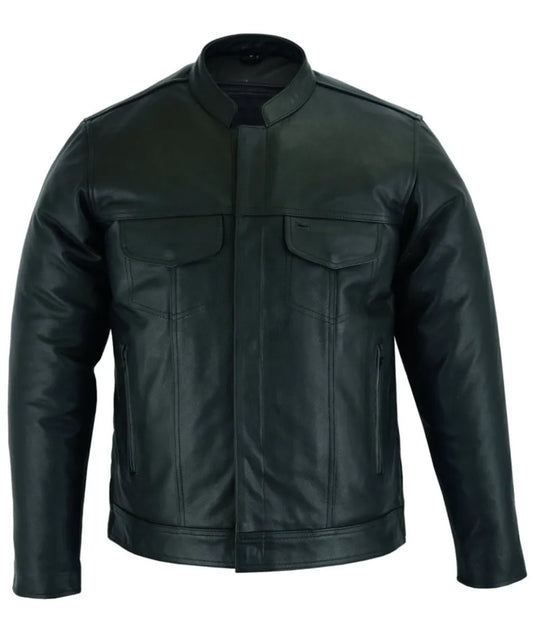 Black Leather motorcycle jacket - Men's Cafe Racer Leather Jacket