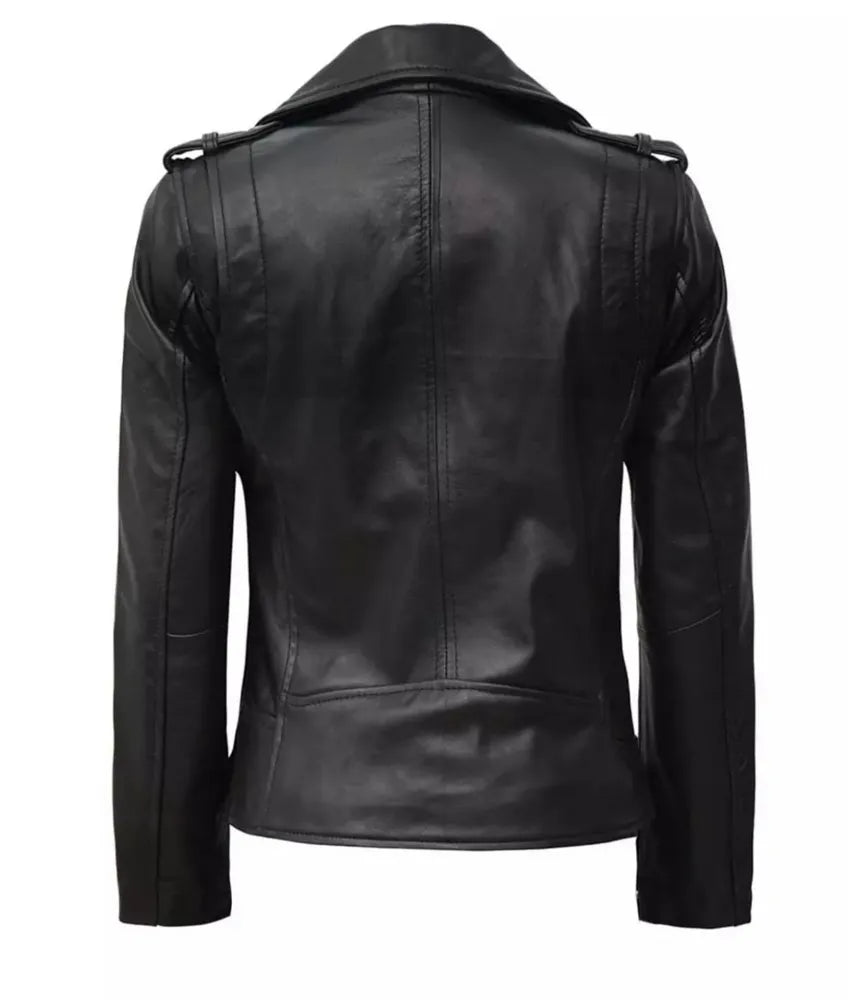 Linda Asymmetrical Women's Black Leather Jacket