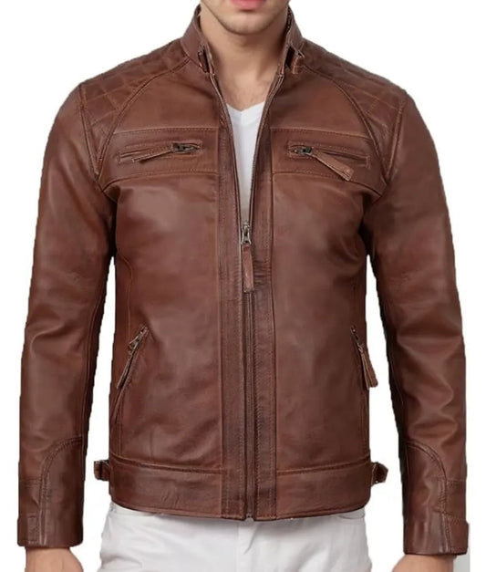 Men's brown leather jacket - Lambskin Leather Jacket