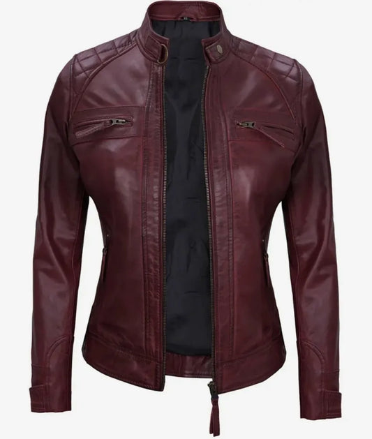 Women's leather motorcycle jacket - Lambskin leather jacket