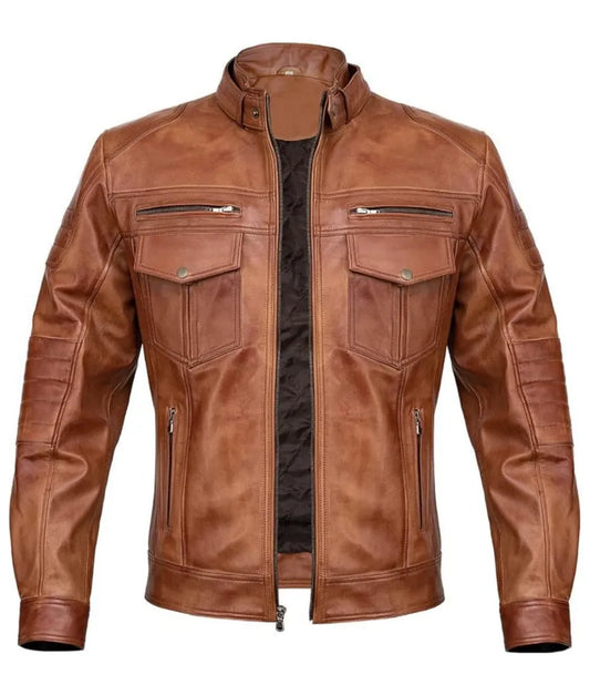 Lambskin leather jacket - cafe racer leather jacket