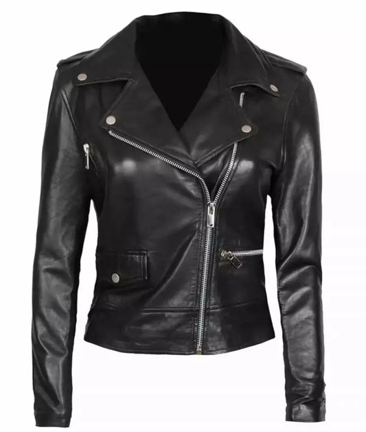 black leather jacket women - biker jacket ladies leather