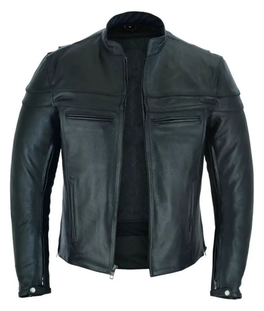 Black leather moto jacket - Motorcycle Leather Jacket