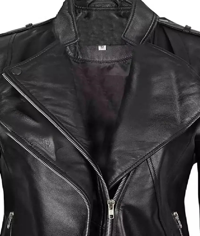 Monica Women's Black Leather Moto Jacket - allsaints leather jacket