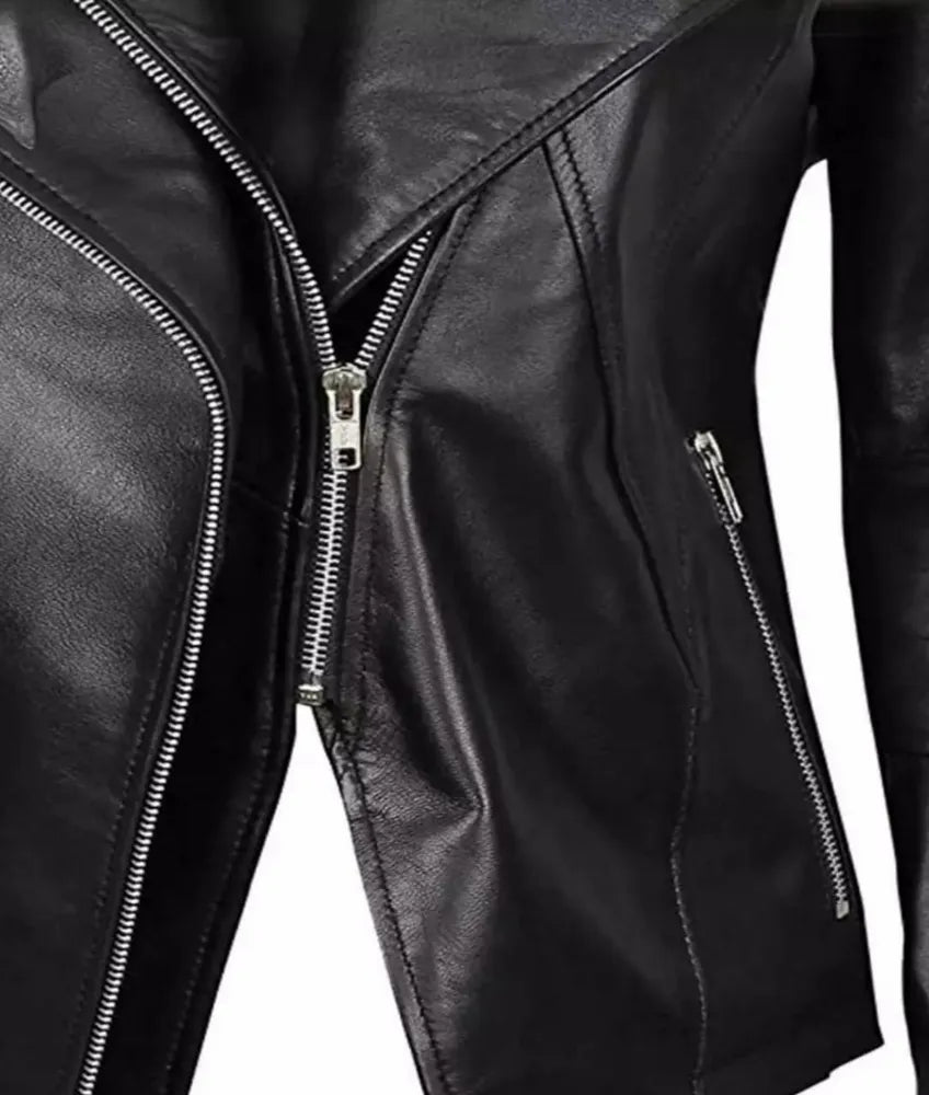 Monica Women's Black Leather Moto Jacket - allsaints leather jacket