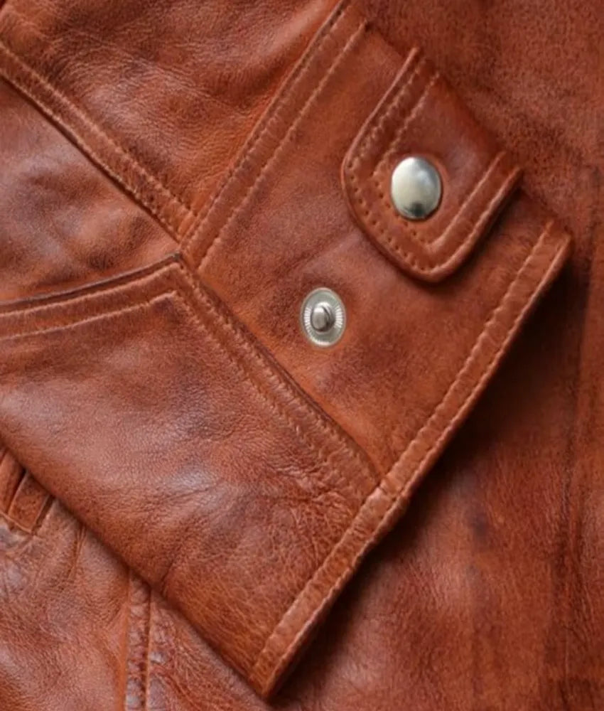 Genuine Leather Biker Jacket - vintage brown leather jacket