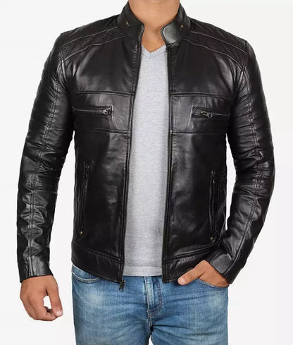 Lambskin leather jacket - Black leather jacket men's