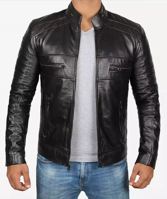 Lambskin leather jacket - Black leather jacket men's