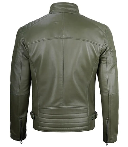 Leather sherpa jacket - Green Leather Jacket