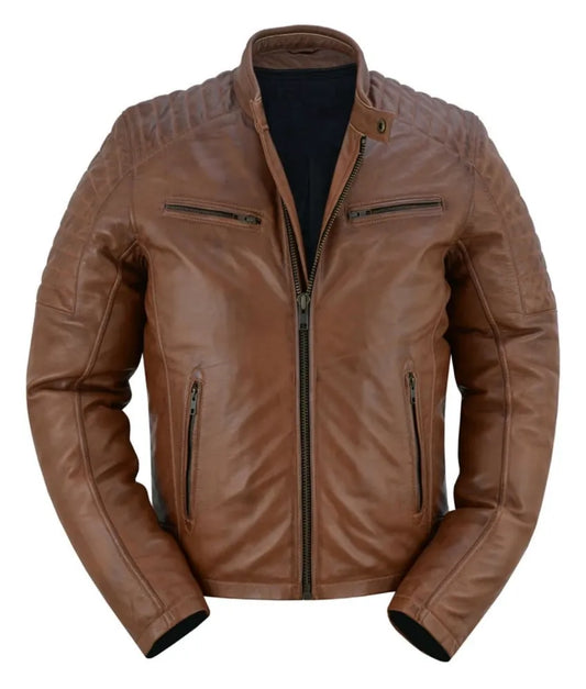 Leather biker jacket mens fashion