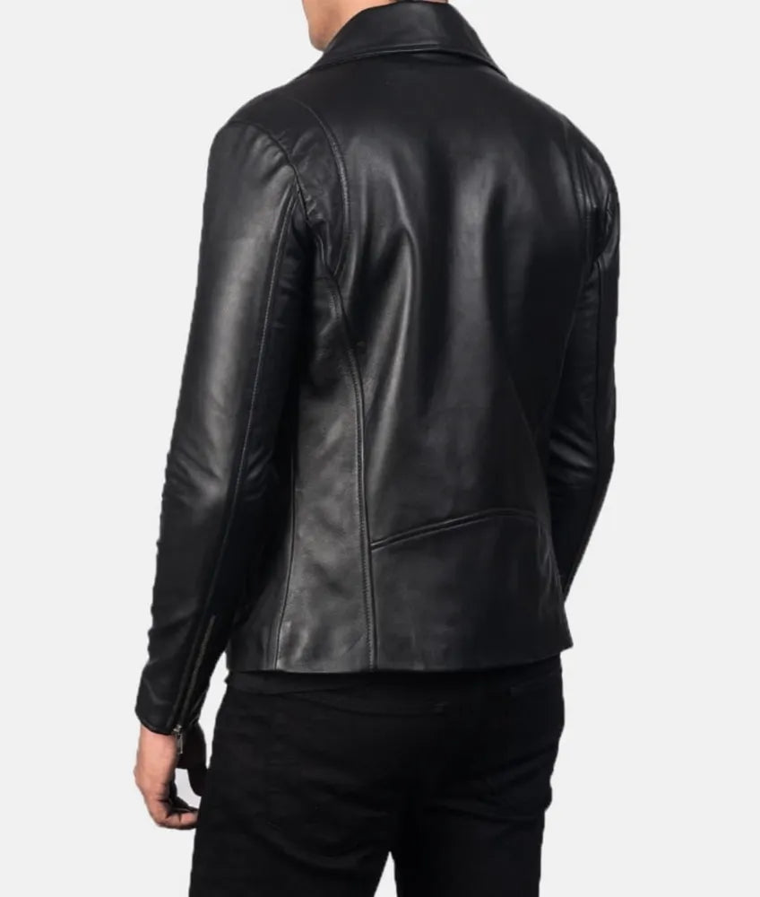 Black Motorcycle Leather Jacket - Leather moto jacket