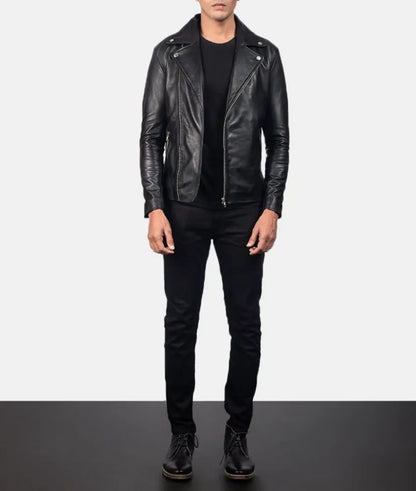 Black Motorcycle Leather Jacket - Leather moto jacket