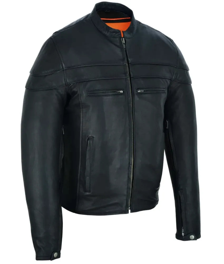 Men's leather sports jacket - cropped black leather jacket