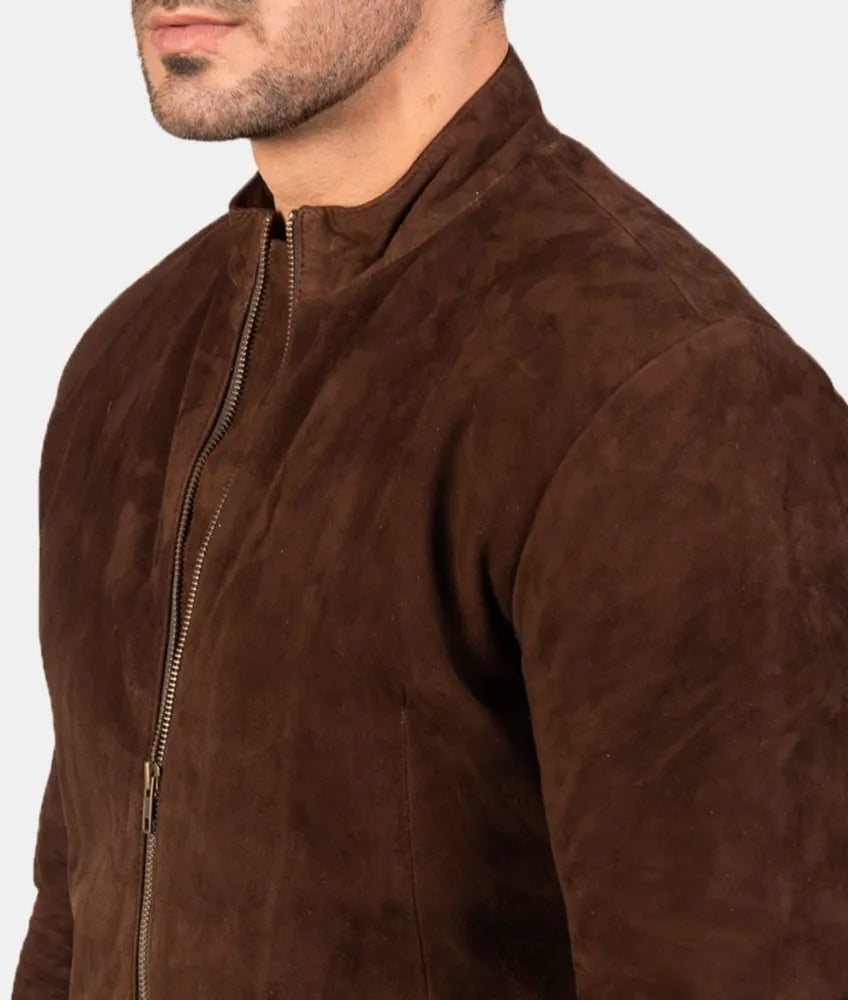 Stylish Genuine Brown Leather Jacket with a Modern Design for a Sophisticated Look