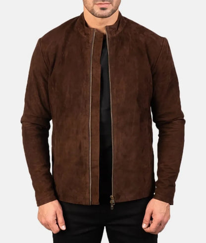 Stylish Genuine Brown Leather Jacket with a Modern Design for a Sophisticated Look