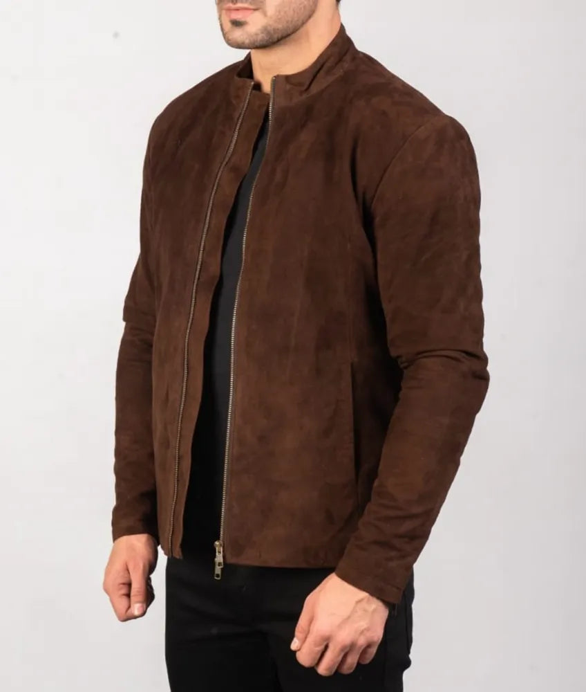 Stylish Genuine Brown Leather Jacket with a Modern Design for a Sophisticated Look