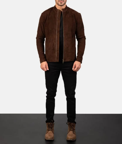 Stylish Genuine Brown Leather Jacket with a Modern Design for a Sophisticated Look