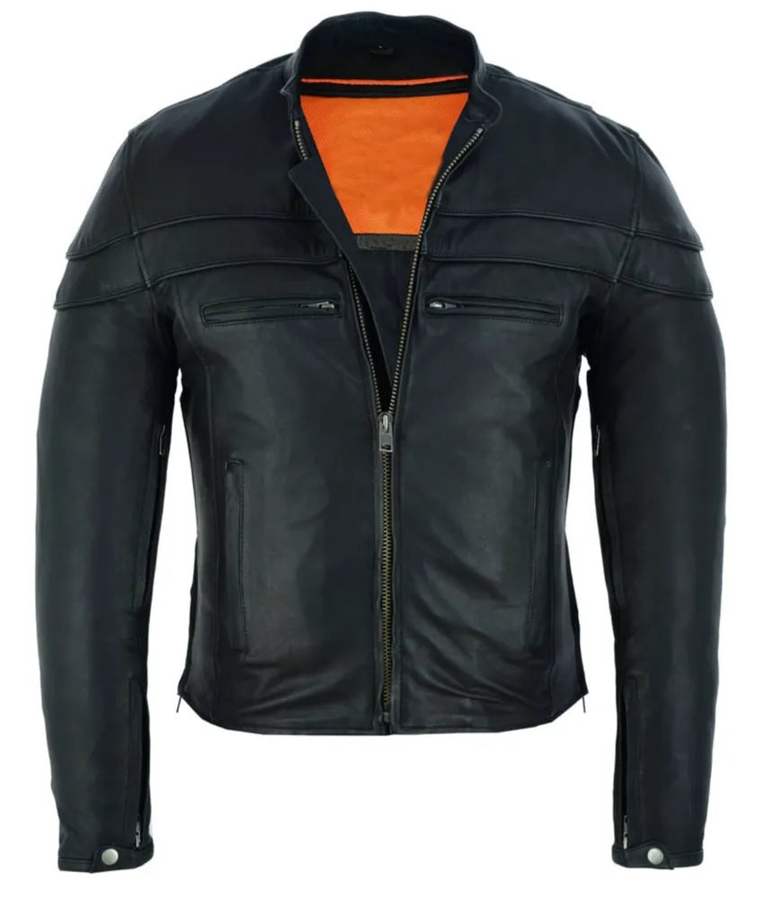 Men's leather sports jacket - cropped black leather jacket