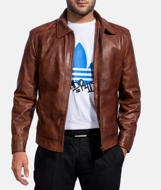 Stylish Genuine Brown Leather Jacket for a Modern Look