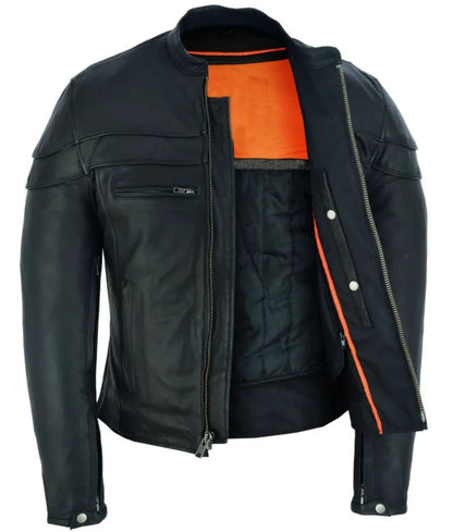 Men's leather sports jacket - cropped black leather jacket