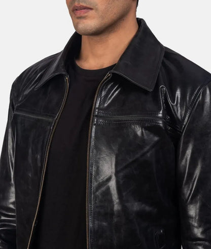 Black Cafe Racer leather Jacket – Premium Leather