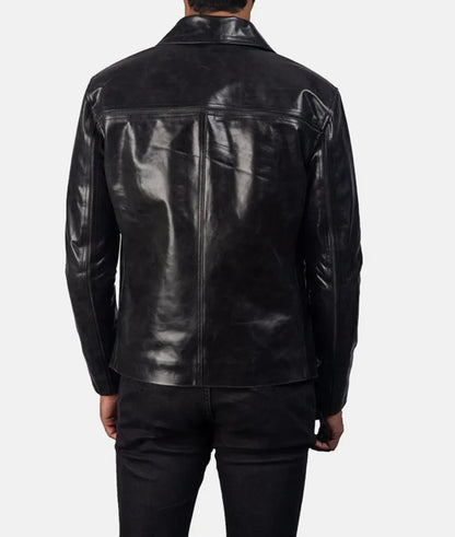 Black Cafe Racer leather Jacket – Premium Leather