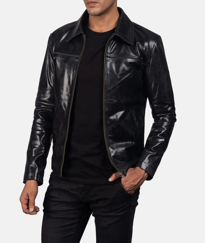 Black Cafe Racer leather Jacket – Premium Leather