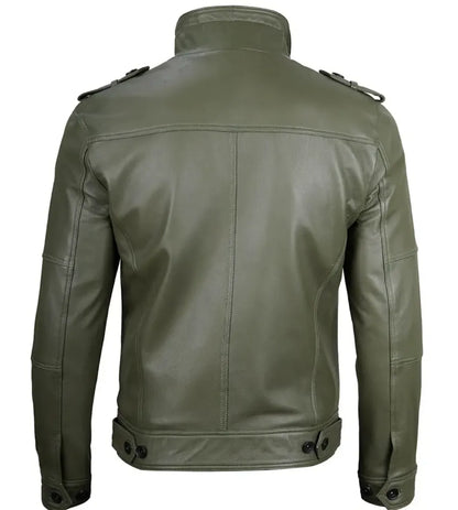 Green Leather Jacket - Leather bomber jackets for men