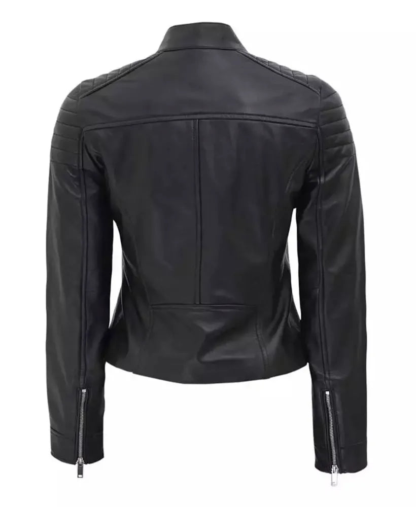 Black Leather Jacket for Women - leather motorcycle jacket