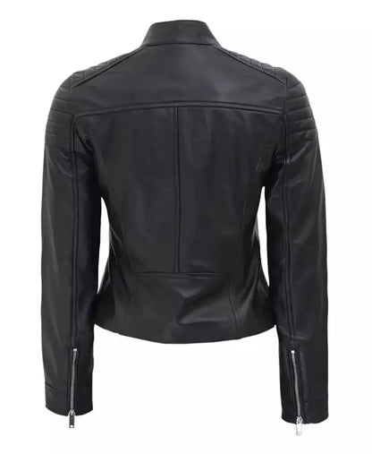 Black Leather Jacket for Women - leather motorcycle jacket