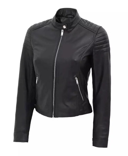 Black Leather Jacket for Women - leather motorcycle jacket