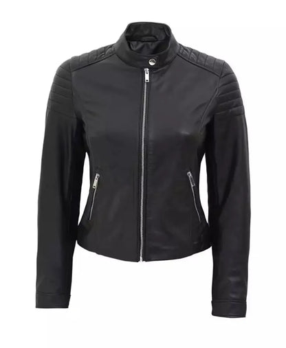 Black Leather Jacket for Women - leather motorcycle jacket